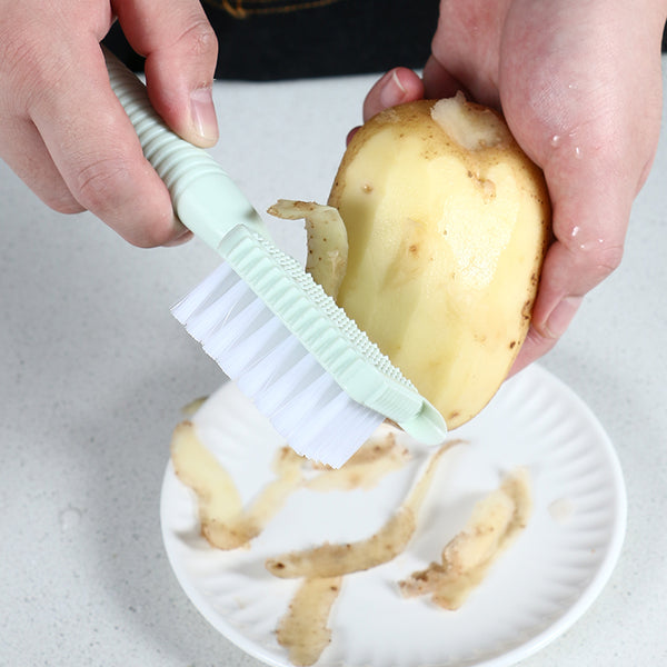 Multifunction Fruit And Vegetable Peeler Knife Washing Cleaning Brush Tool For Potatoes, Carrots and More